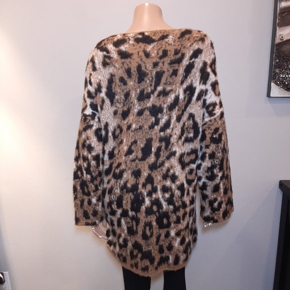 Anthropologie Leopard Tunic Sweater mohair blend LINEAMAGLIA 1X - Picture 7 of 10